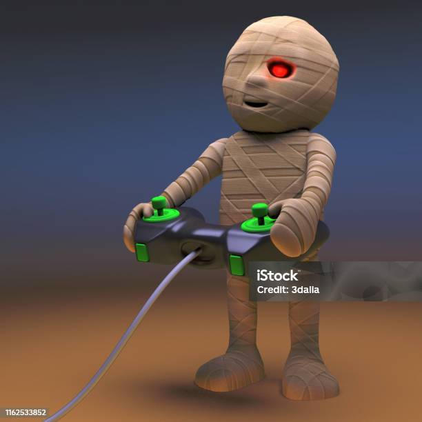Funny Egyptian Mummy Monster Playing A Video Game 3d Illustration Stock  Photo - Download Image Now - iStock