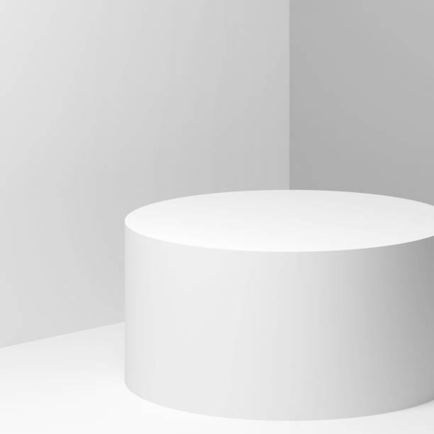 istock White cylindrical podium over white walls 3d 1162534249