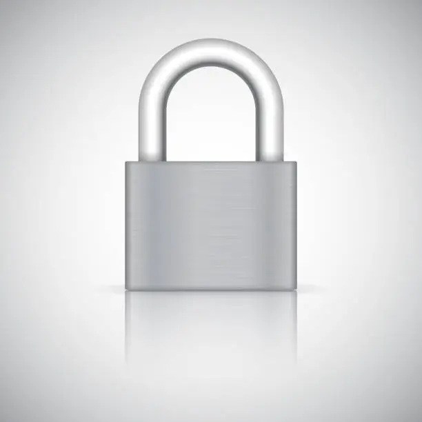 Vector illustration of Padlock. Metal closed 3d lock