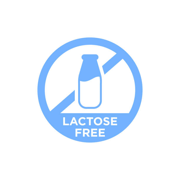 Lactose free vector icon. Symbol for food suitable for lactose intolerant. lactose fermentation stock illustrations