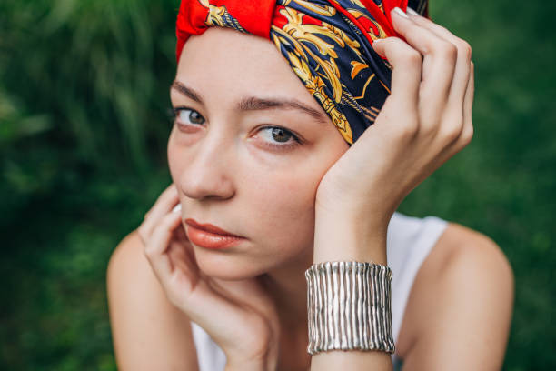 istock Beautiful lady with turban on head 1162536754