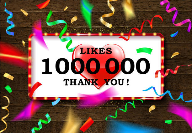 Thank you for 1 million likes. Thank you for 1 million likes. Banner with colored confetti. Against an old wooden wall. Vector illustration 11189 stock illustrations