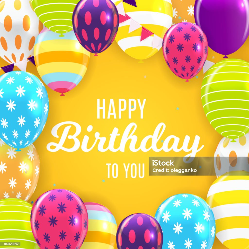 Glossy Happy Birthday Palloncini Sfondo Illustrazione Vettoriale - Immagini  vettoriali stock e altre immagini di Astratto - iStock