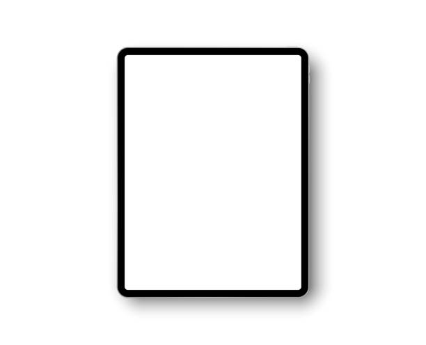 Device tablet computer pro with 12.9 inch display. Template frame with shadow. Tablet pc, mobile device. Vector illustration Device tablet computer pro with 12.9 inch display. Template frame with shadow. Tablet pc, mobile device. Multi-touch gadget. Template for design and presentation. Vector tablet computer illustration tablet stock illustrations