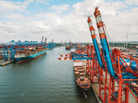 Cargo container terminal in Hamburg port