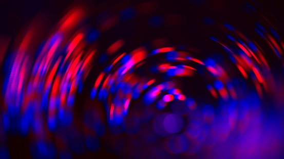 Neon Blue Red Purple Circle Bokeh Black Background Abstract Blur Motion Colorful Sparks Distorted Macro Photography