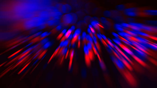 neon red blue beams bokeh czarne tło abstrakcyjne rozmycie prędkość ruchu kolorowe linie świetlne - big bang flash zdjęcia i obrazy z banku zdjęć