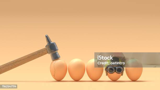 Broken Eggs Because They Do Not Wear Helmets Stock Photo - Download Image Now - Fragility, Weakness, Strength