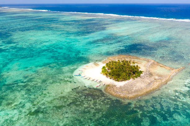 istock Guyam island, Siargao, Philippines. Small island with palm trees and a white sandy beach 1162551956