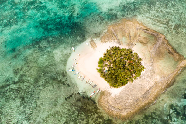 istock Guyam island, Siargao, Philippines. Small island with palm trees and a white sandy beach 1162552516