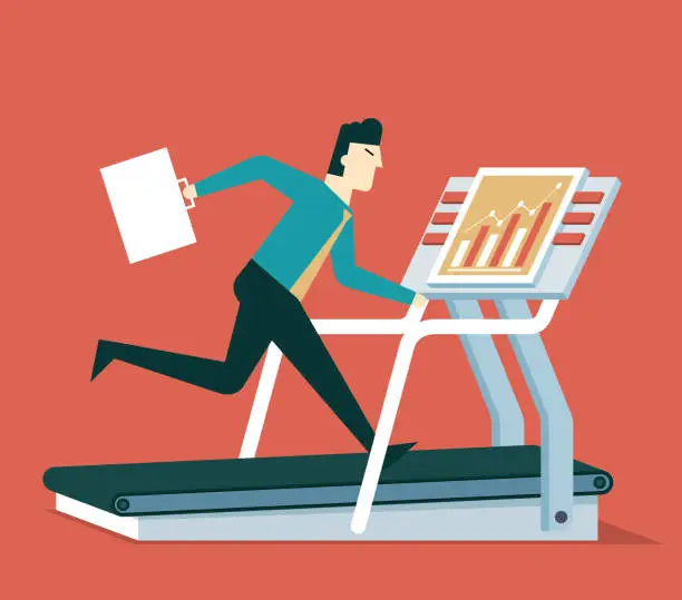 Vector illustration of Businessman on the treadmill