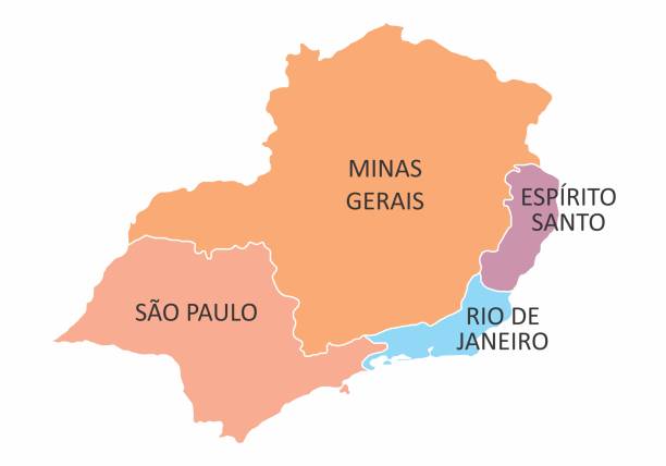 Brazil southeast region Map of the Brazil southeast region isolated on white background southeast stock illustrations