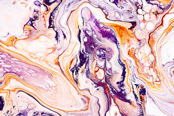 istock Purple and orange marbled colorful texture. Modern natural resin art, realistic stone pattern wallpaper. 1162554874