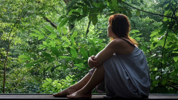 istock Jungle meditation. Woman admiring rainforest 1162559866