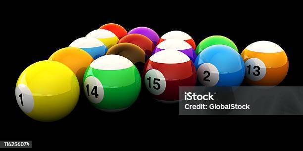 Pools Balls Isolated Stock Photo - Download Image Now - Black Background, Black Color, Blue