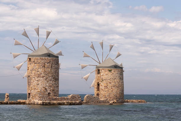 istock Windmills on Chios Island in Greece on windy day 1162563774