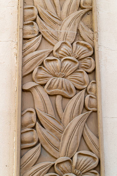 istock Oriental flower pattern，Carved flower on stone 1162566007