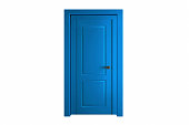 Modern blue room door isolated on white background