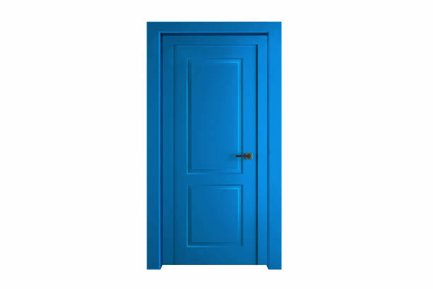 Modern blue room door isolated on white background Modern blue room door isolated on white background. blue house red door stock pictures, royalty-free photos & images