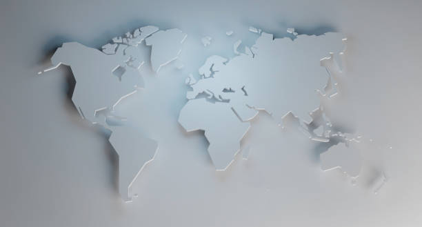 istock simplified map of the world, 3d render 1162574354