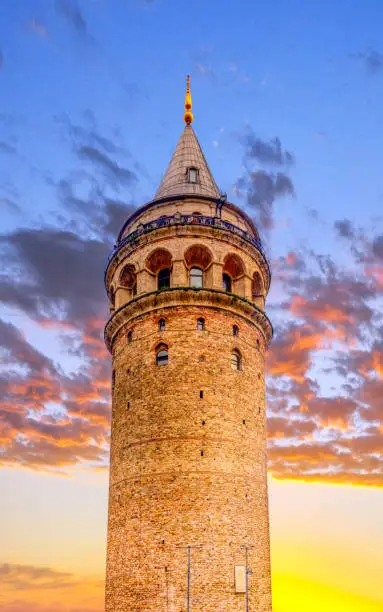 Galata Tower  in the Old Town of Istanbul, Turkey