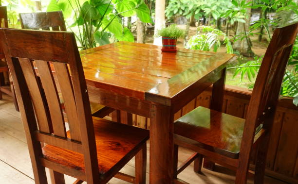 istock Wooden folding table and chair 1162576093