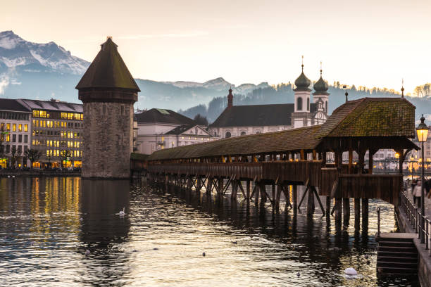 istock Chapel bridge in Lucerne, Switzerland 1162576379