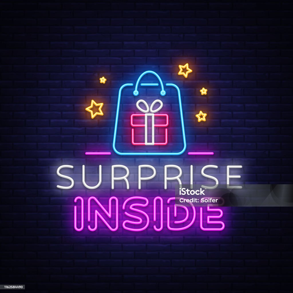 Surprose Signs Surprise Neon Sign Vector Design Template Surprise Inside Neon Light ...