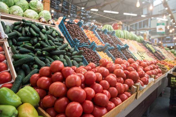 istock Vegetable farmer market counter 1162588632