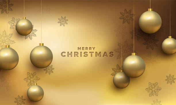 istock Gold Christmas greeting card of luxury baubles 1162591648