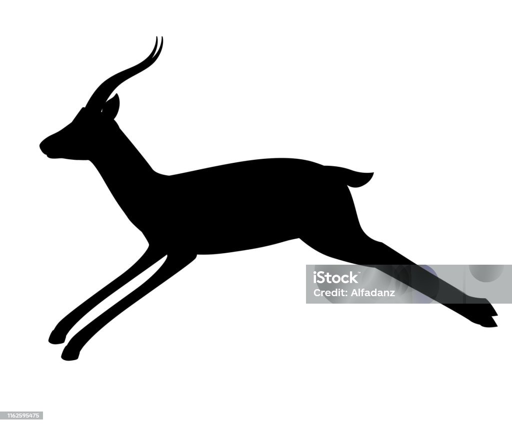 Black Silhouette African Wild Blacktailed Gazelle With Long Horns Cartoon  Animal Design Flat Vector Illustration On White Background Side View  Antelope Eating Stock Illustration - Download Image Now - iStock
