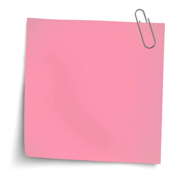 istock Vector paper mockup of rosy note attached by metallic paper clip to white background 1162597385