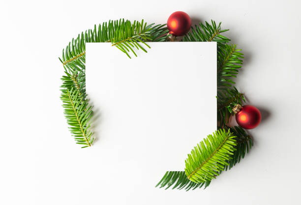 空のカードとクリスマスの装飾 - christmas paper 写真 ストックフォトと画像