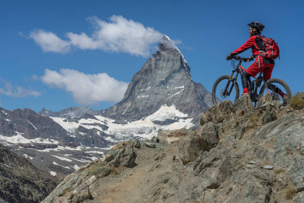 istock mountain biking in Zermatt, Switzerland 1162599830
