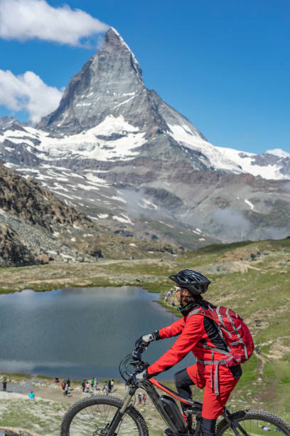 istock mountain biking in Zermatt, Switzerland 1162599896