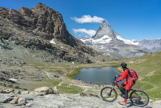 istock mountain biking in Zermatt, Switzerland 1162599984