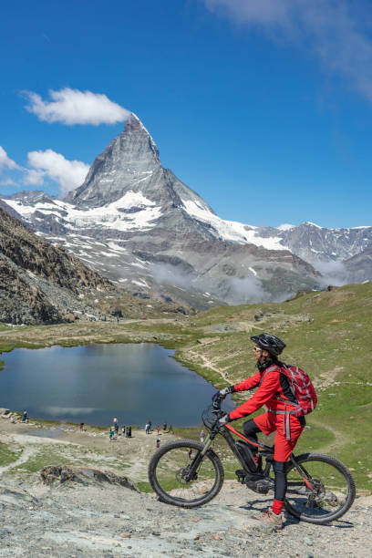istock mountain biking in Zermatt, Switzerland 1162600188