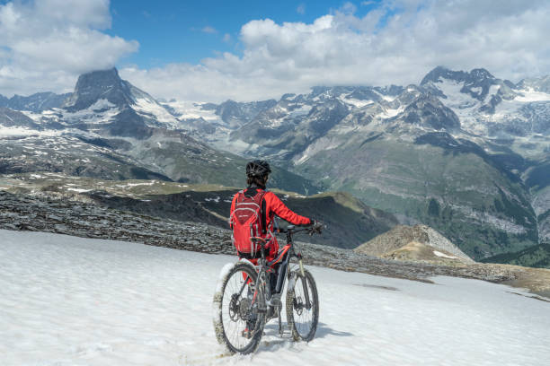 istock mountain biking in Zermatt, Switzerland 1162601567