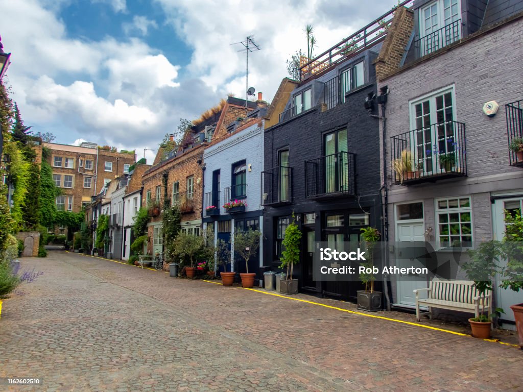 Colourful houses in the Notting Hill area of West London Real Estate Stock Photo
