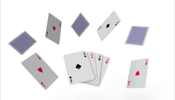 istock Falling poker playing cards Concept art on isolated on white background - 3d rendering 1162602755
