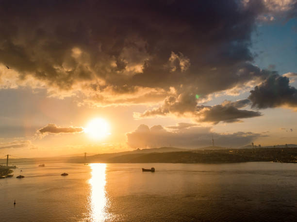 istock Aerial view of the Bosphorus sunrise 1162603028