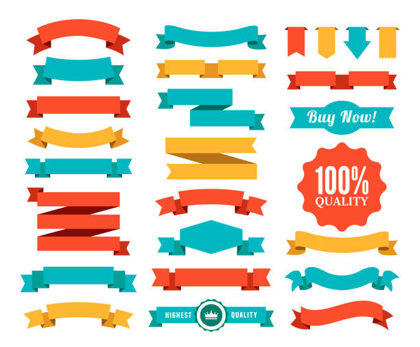 Set of the Ribbons Vector illustration of the badges and ribbons. scrolling stock illustrations