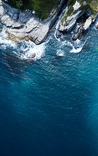 An aerial view of the beach in summer