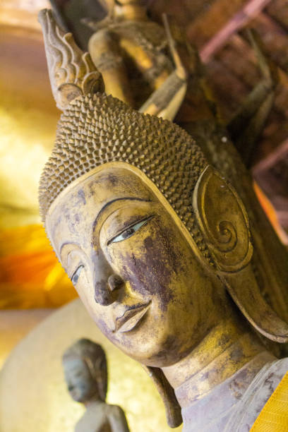 istock Buddha statue art in various temples in Laos. 1162608329
