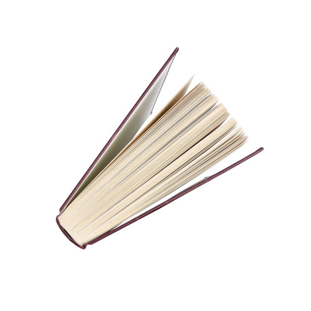 istock hardback book stood on end looking down from the top. Isolated on white background with clipping path 1162610770