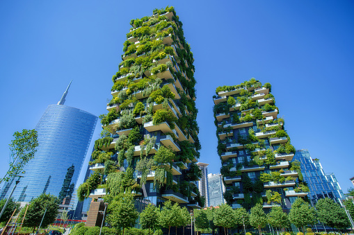 Milan, Italy - June 16, 2019: Bosco Verticale (Vertical Forest) in Milan city, Italy
