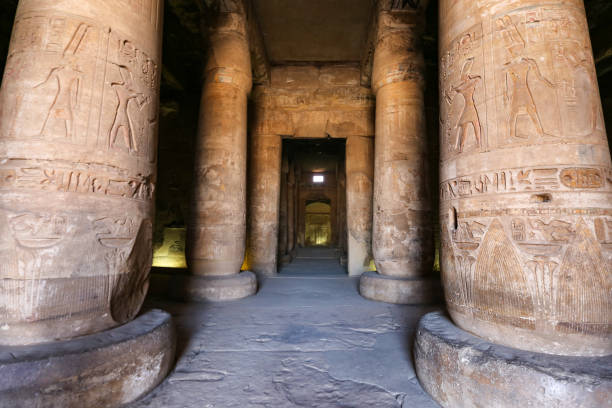 Columns in Abydos Temple, Madfuna, Egypt Columns in Abydos Temple, Madfuna Town, Egypt abydos stock pictures, royalty-free photos & images