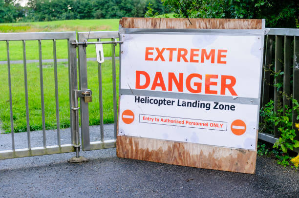 istock Warning sign for a Helicopter Landing Zone 1162614940