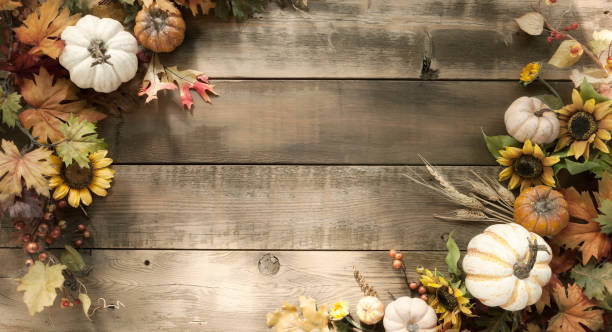 istock Autumn background on wood 1162615593