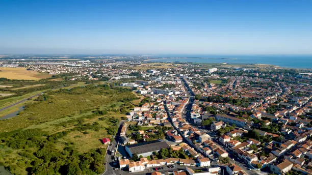 Aerial view of the Atlantic coast, south of La Rochelle city